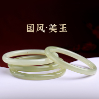 印象眸 和田玉圆条手镯 桂花糕绿女款玉镯多口径可选 附送证书