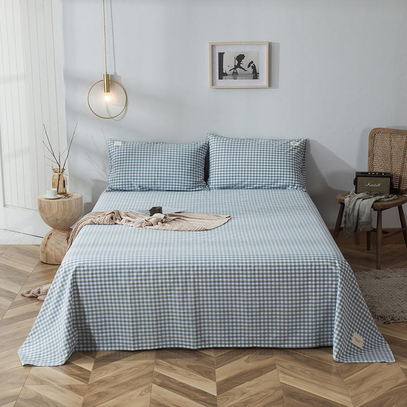 苏宁极物 床单单件 全棉色织水洗棉单独床单单人宿舍双人纯棉素色简约