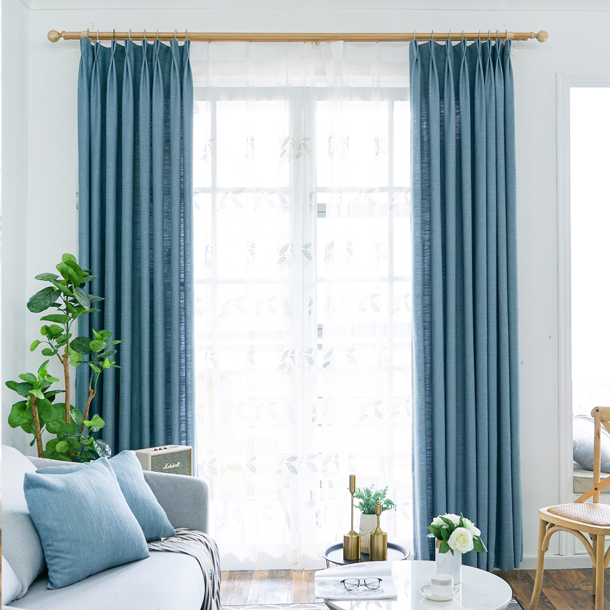 金蝉成品窗帘挂钩式客厅卧室落地窗遮光窗帘北欧简约现代轻奢ins风