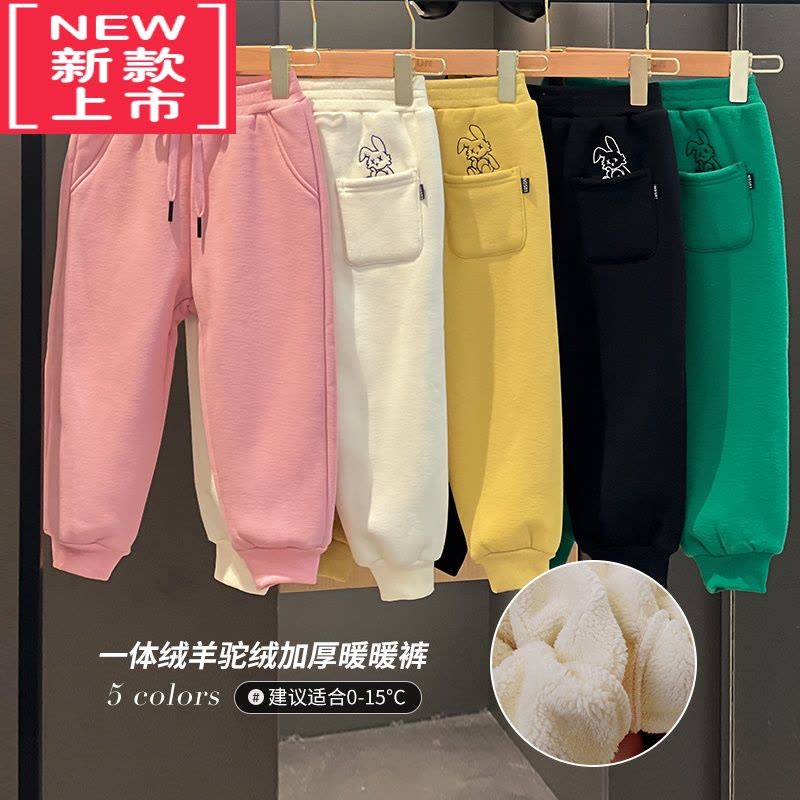 可莉允陈大猪女童裤子加绒秋冬2022新款休闲保暖束脚裤儿童加厚运动裤潮保暖裤图片