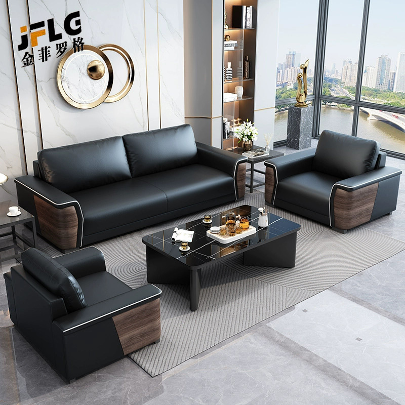 金菲罗格办公沙发现代商务洽谈茶几组合 双人位沙发高清大图