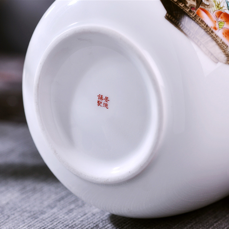 LICHEN 景德镇茶叶罐陶瓷密封储物干坚果罐子中草药防潮防虫带盖罐直筒款双层金属盖子 雪景