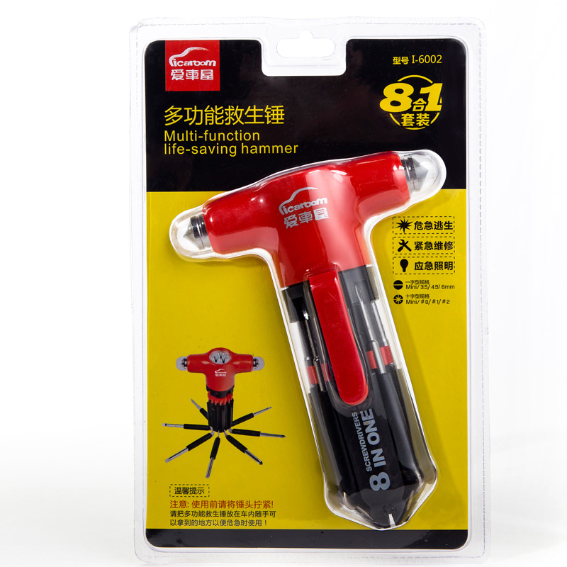 爱車屋(icaroom) 多功能车用救生锤安全工具I-6002高清大图