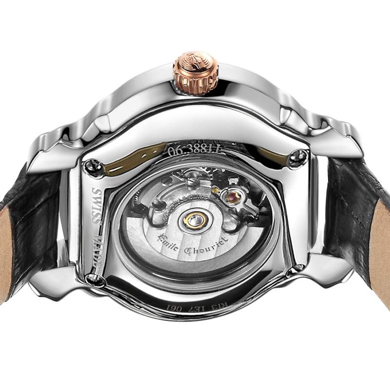 艾米龙emilechouriet手表明珠系列黑色鳄鱼皮带机械女表063881l64222