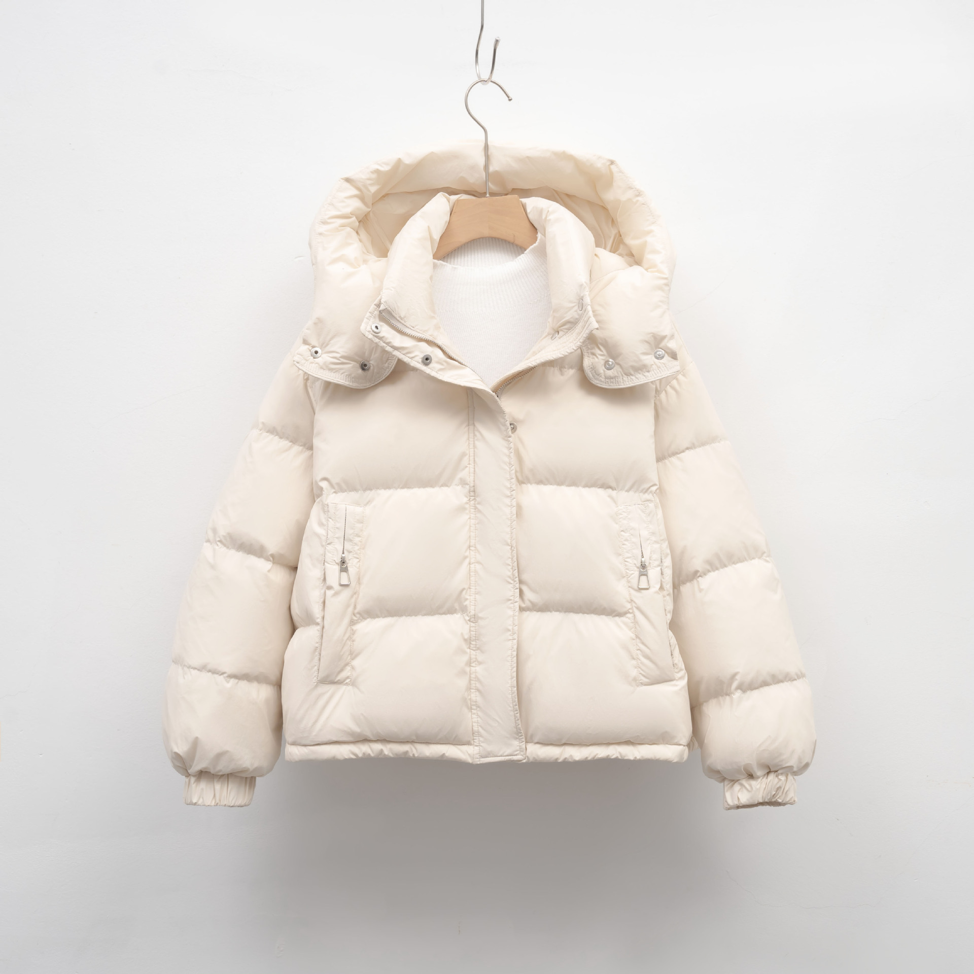 短款羽绒服女冬季新款韩版常规简约连帽小个子保暖面包服外套高清大图