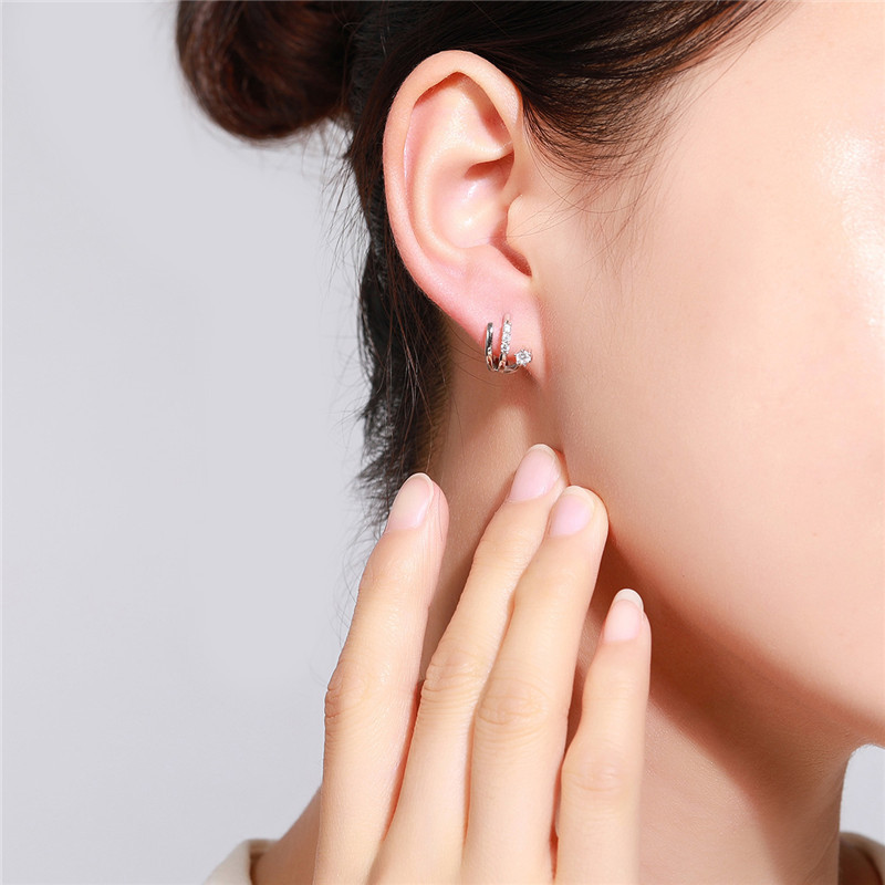 DTOTO S925银耳钉女纯银韩国耳环耳扣耳圈耳饰小耳垂适合显瘦