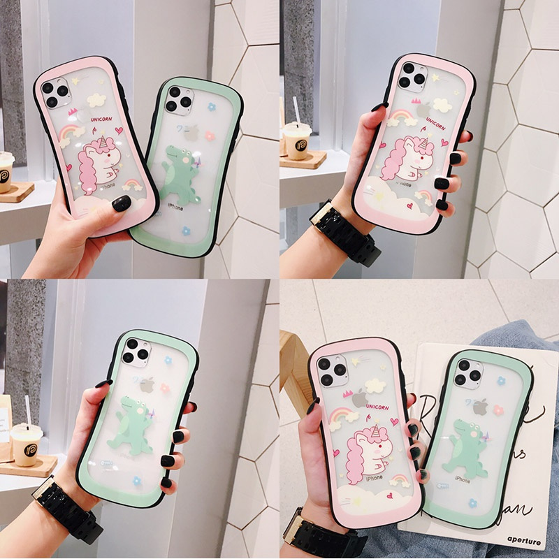 火豹可爱卡通独角兽8苹果11 m手机壳iphoesm女p玻璃r/6s透明恐龙8P创意个性