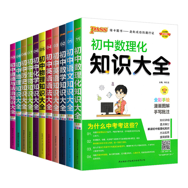初中语文知识大全 初中通用 [正版]2024版pass绿卡图书初中知识大全语文数学英语物理化学生物地理历史道德与法治小四高清大图