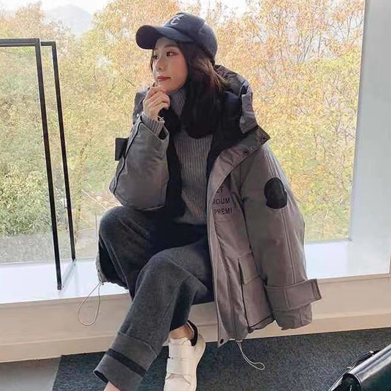 工装棉衣女加厚短款宽松面包服棉服学生棉袄韩版女装胖M加肥加大莎丞