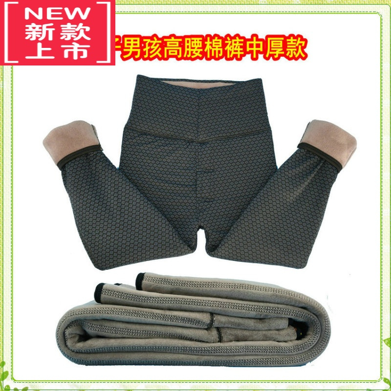 可莉允男童加绒加厚冬季棉裤高腰弹力保暖裤学绒裤小中大童打底裤