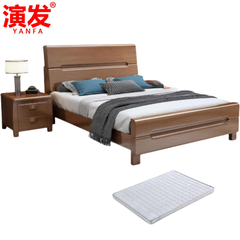 演发 床+1床头柜+1床垫 1.5米 套高清大图