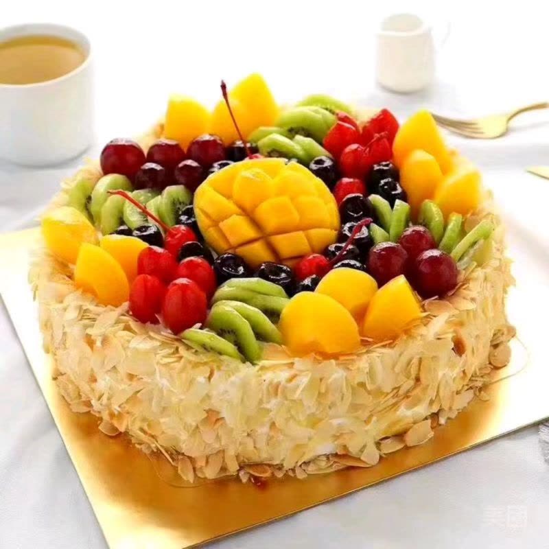 集福川 草莓蓝莓裱花鲜奶油蛋糕22cm/个图片