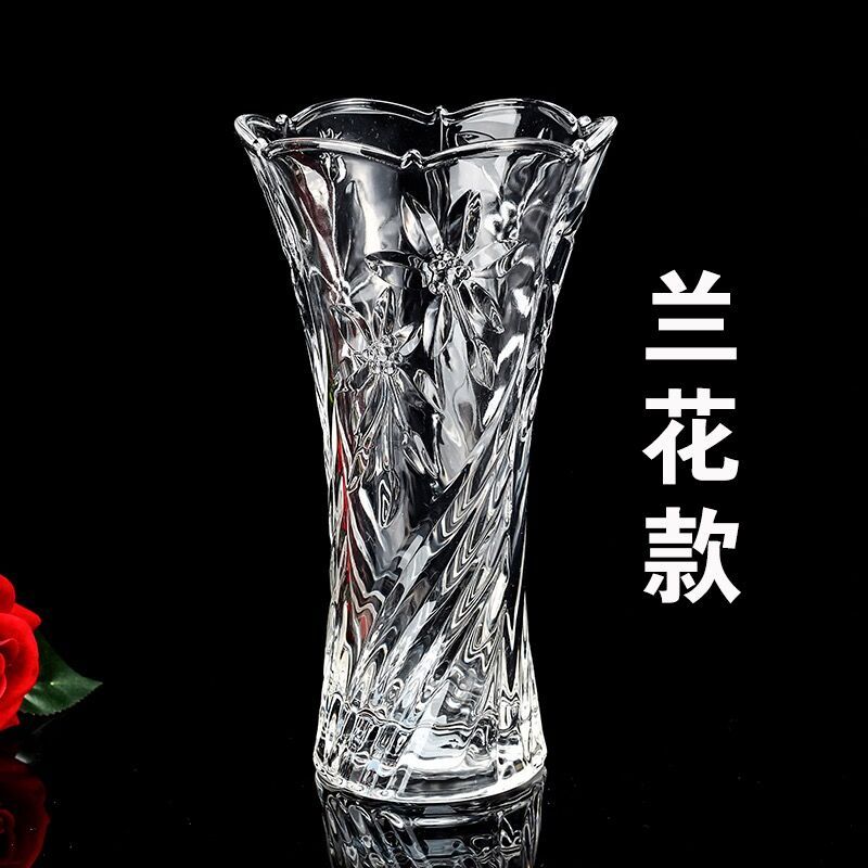30特价六角款(郁金香)一个装 简约透明玻璃花瓶 大号富贵竹转运珠花瓶 客厅百合干花插花花瓶