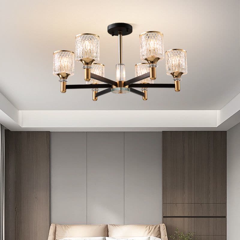 雷士照明现代简约轻奢仿水晶玻璃客厅灯具客厅主灯卧室灯吊灯图片