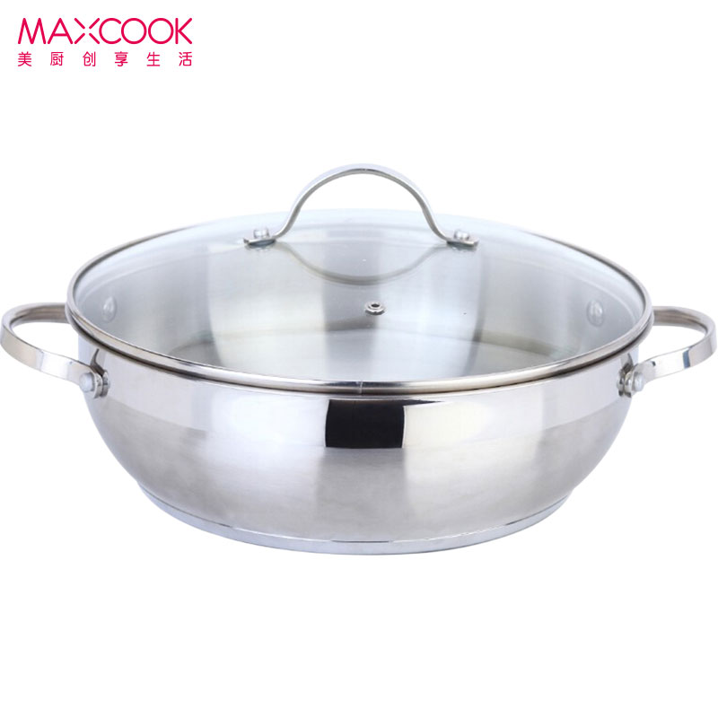 美厨(maxcook)304不锈钢火锅 MJY-28镜月系列28CM复底 (加厚复底 可用电磁炉 高档耐用)