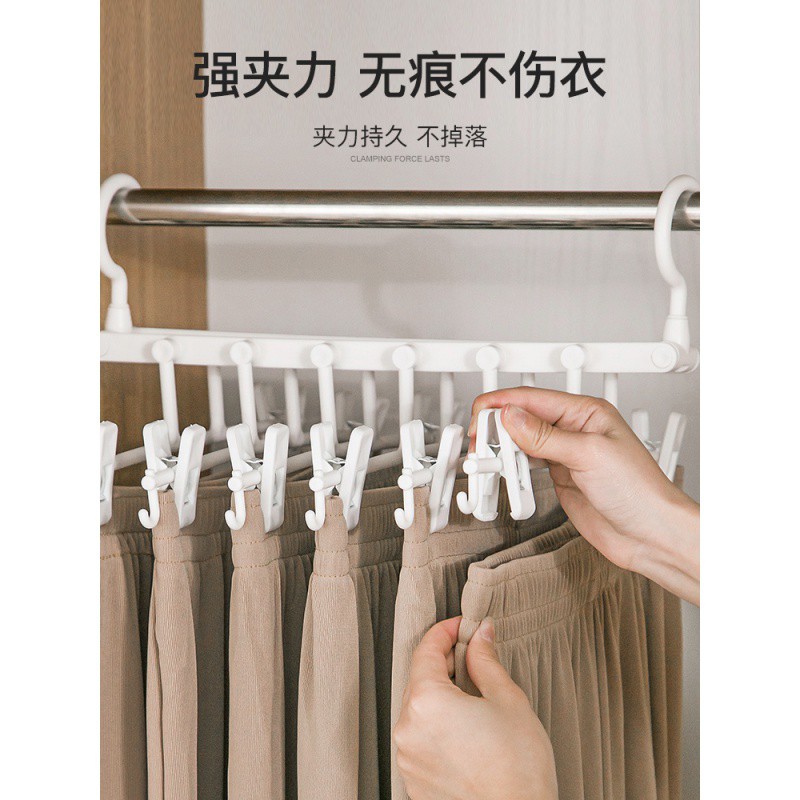裤架挂裤子专用衣架多层多功能魔术折叠伸缩裙夹收纳衣柜家用 三维工匠高清大图