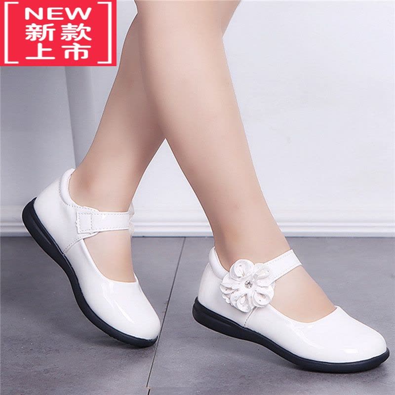 可莉允新款演出水钻小中孩子皮鞋镂空春秋公主花朵蝴蝶结魔术贴女儿童鞋运动休闲鞋图片