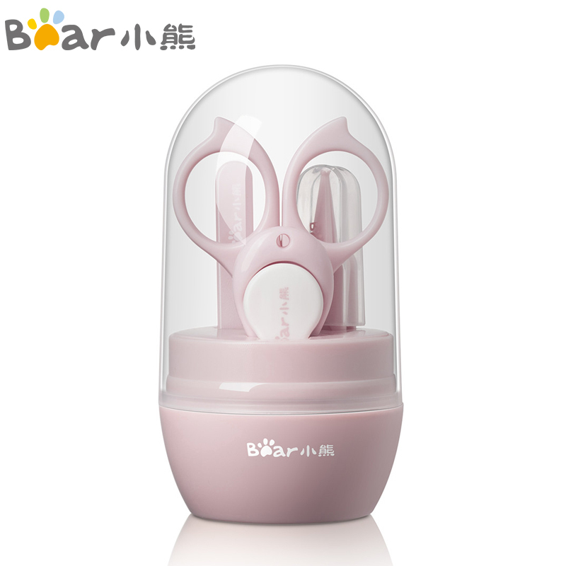 小熊(Bear)指甲剪套装安全防夹肉指甲钳指甲刀新生幼儿磨甲器4件套MX-R0001(盐湖粉)