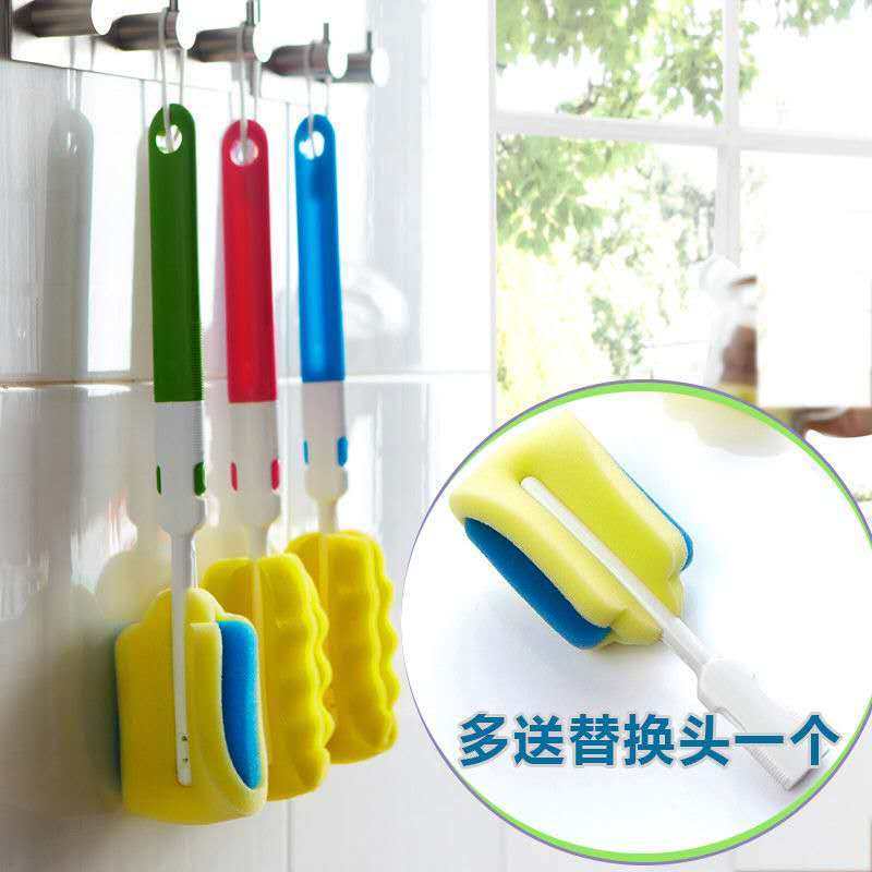 3个装长柄杯刷保温杯海绵刷家用洗杯子的刷子奶瓶刷子刷杯子神器 深灰色