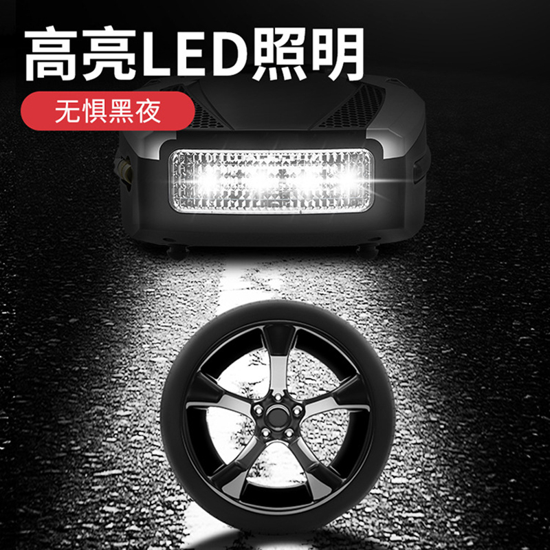 YJXan汽车车载充气泵轮胎应急打气泵车用12V电动打气筒预设胎压补气机 银色数显款