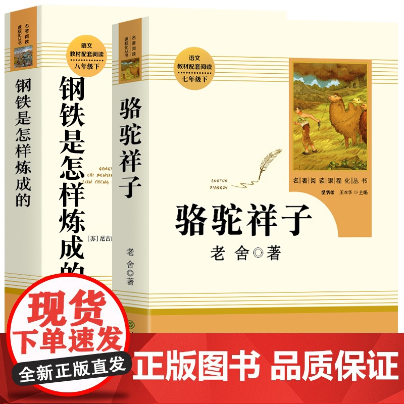 正版原著骆驼祥子钢铁是怎样炼成的全套七年级下册套装人民教育出版社人教版初中初一课外阅读书名著配套书目海底两万里必读高清大图