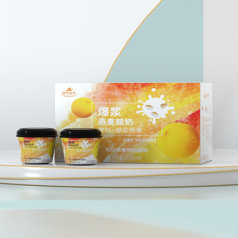 皇氏乳业神饭不着黄桃爆浆燕麦酸奶早餐饱腹210g*6杯搭配甲天下水牛纯牛奶200ml*10盒孕妇儿童学生补钙牛奶组合