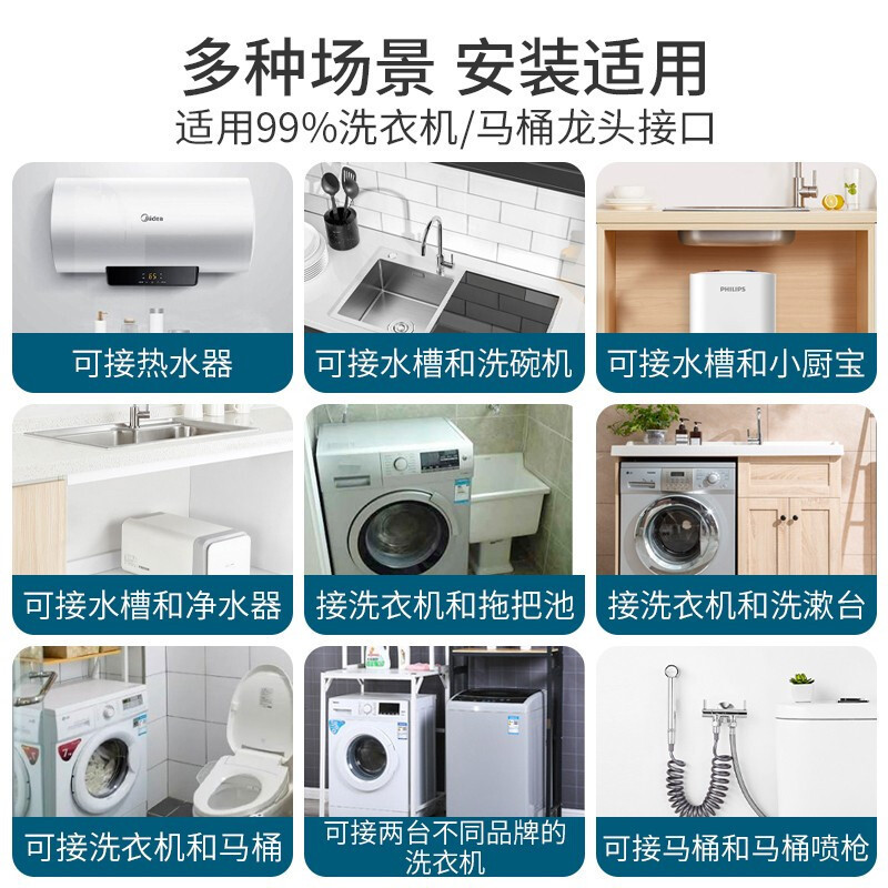 潜水艇一进三出四通角阀全铜进水三通带分水器阀洗衣机净水器6分洗碗机水龙头