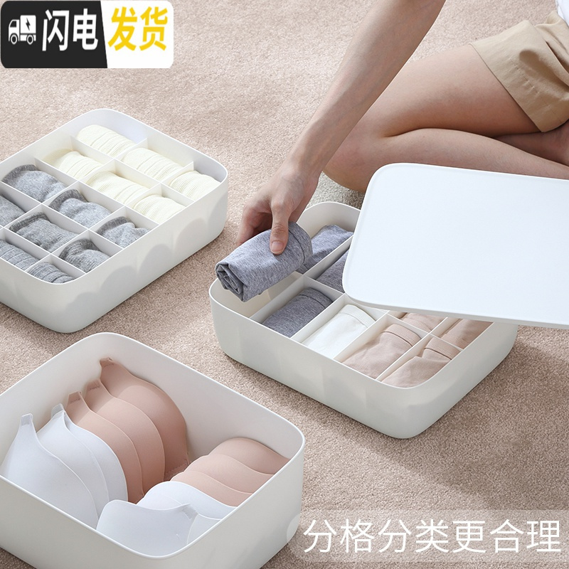 三维工匠内衣内裤袜子收纳盒分隔三合一文胸整理收纳箱分格抽屉式收纳高清大图