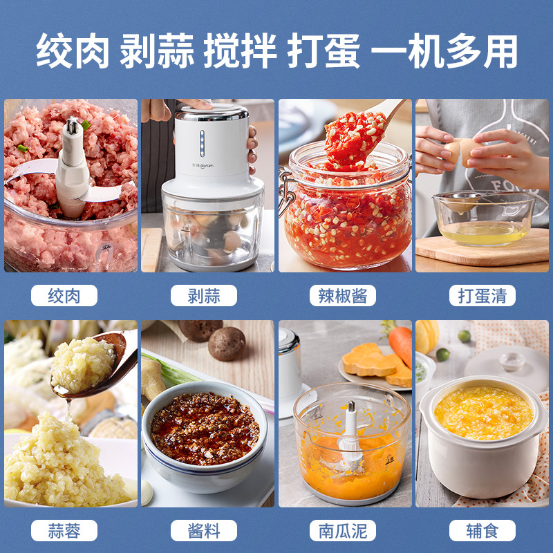 东菱(Donlim)无线充电料理机DL-JR371 搅拌机婴儿辅食料理不黏食材 家用小型电动绞肉绞馅绞菜切碎机