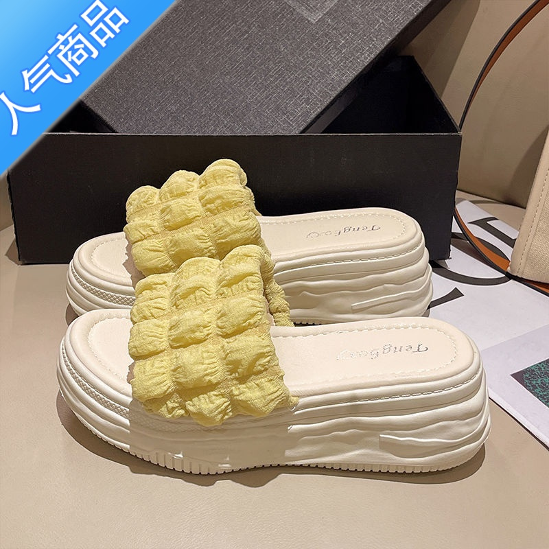 SUNTEK结婚器松糕拖鞋厚底鞋子增高鞋坡跟婚鞋新娘婚礼拍婚纱照高跟鞋