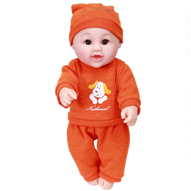 娃娃家政幼儿园婴儿全眨培训软早教玩具硅胶仿真闭眼睛月嫂重生 橘色