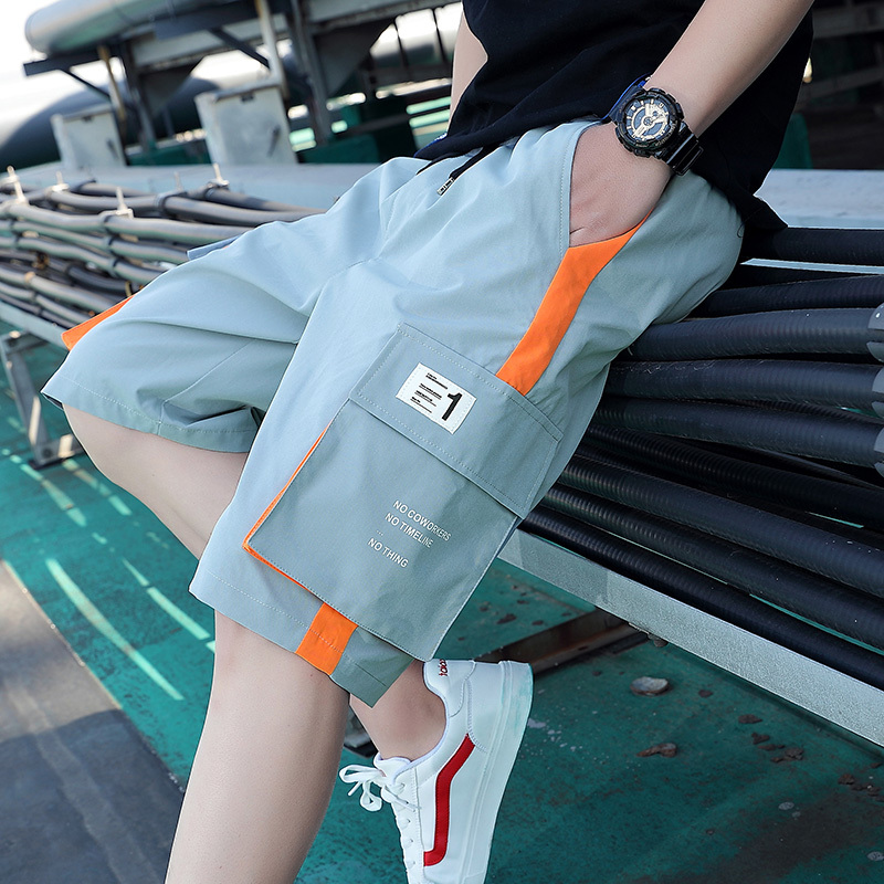 wsng 工装短裤男士夏季薄款潮流ins宽松男士休闲裤运动五5分中裤外穿沙滩裤子C