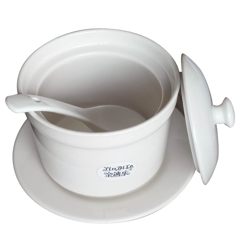 金迪乐陶瓷带盖汤碗陶瓷炖盅炖汤盅4英寸10*8.8cm/个高清大图