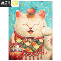 三维工匠印花十字绣套件客厅卧室餐厅玄关挂画动物卡通福猫猫 11CT精准印花DMC线