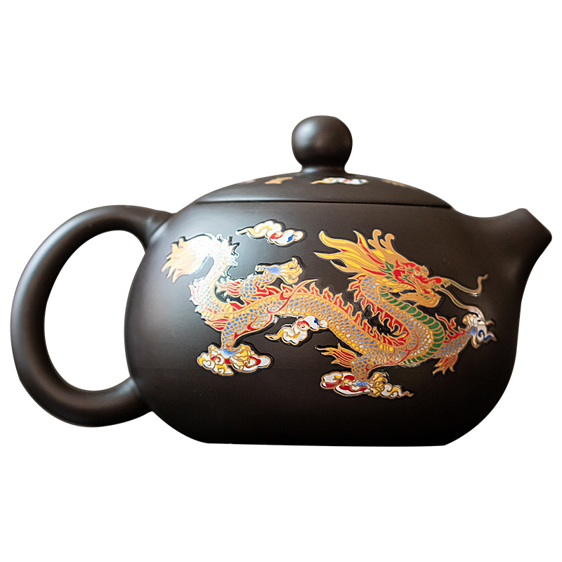 华普思茶具凤鸣遇热变色紫砂壶手工龙凤呈祥大号茶壶泡茶壶 变色凤鸣西施壶一壶六杯+礼盒高清大图