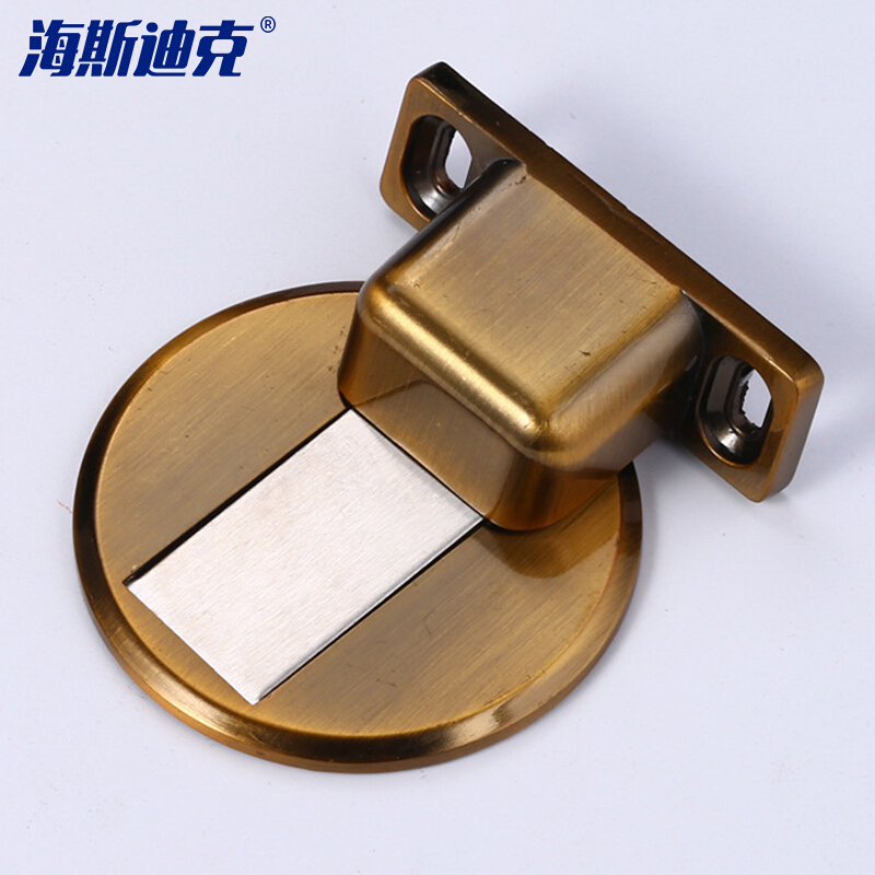 海斯迪克 gnjz-319 免打孔锌合金磁性地吸 隐形门吸 五金门窗配件门挡门碰 黄铜色
