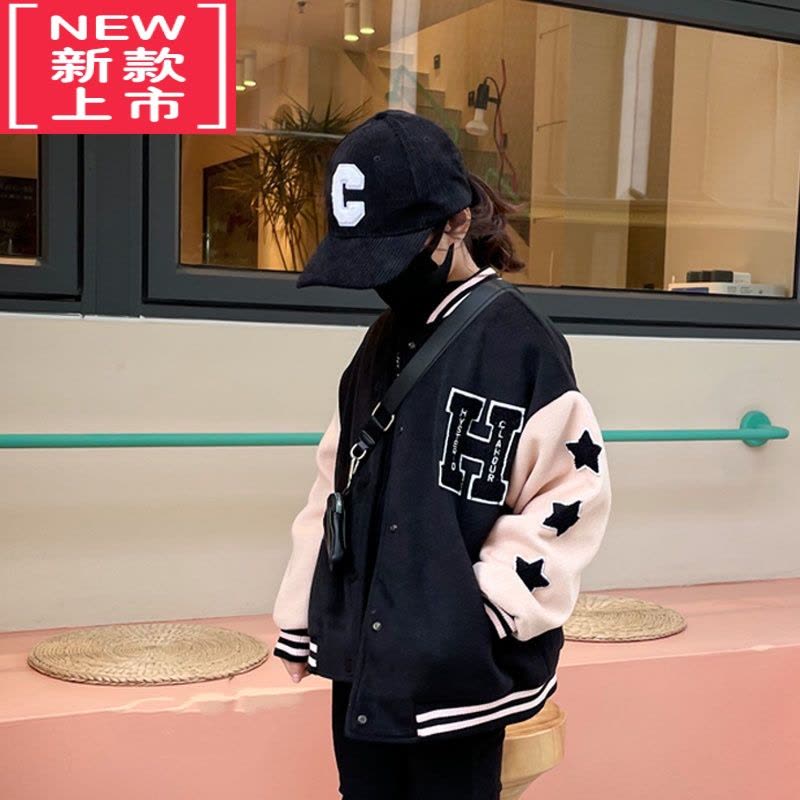 可莉允女童棒球服加厚外套2022秋冬季新款洋气时髦炸街儿童棉服毛呢夹克图片