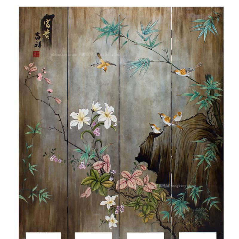 BONJEAN新中式屏风家庭客厅卧室书房隔断现代简约折屏实木装饰背景墙高清大图