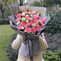 鼎卉鲜花21朵粉康花束全国市区免费配送38女王节送女友送爱人亲人生日祝福 道歉【温馨时刻 】21朵粉康洋桔梗花束