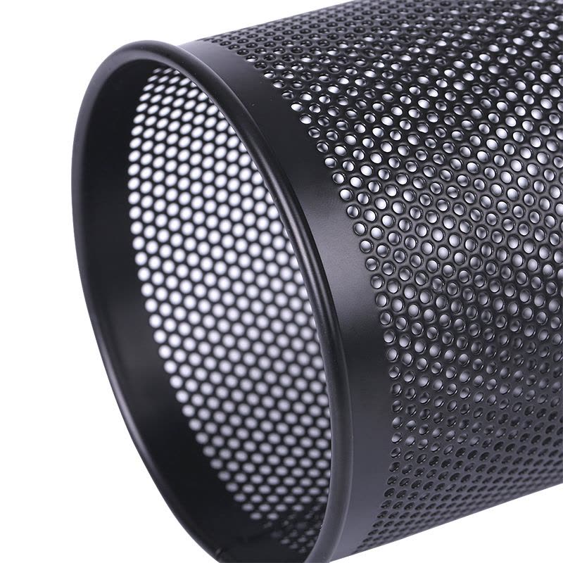 得力(deli) 909黑色 密集金属网纹圆形笔筒创意桌面收纳盒办公用品图片