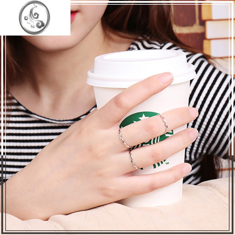 jimi珠宝尾戒小指戒韩版925银银超细水波纹关节戒指女窄款袖珍