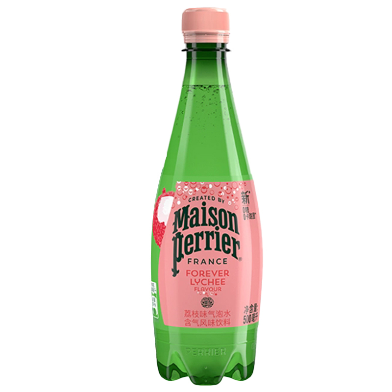法国原装进口 巴黎水(Perrier)气泡矿泉水 荔枝味含气天然矿泉水 500ml*24瓶整箱装 (塑料瓶)
