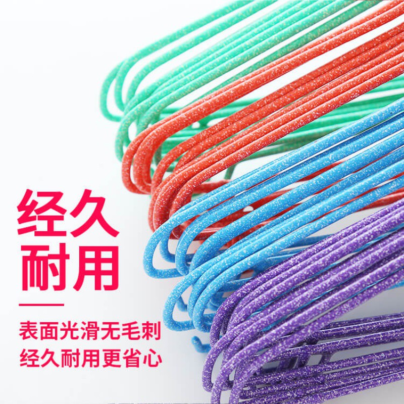 成人防滑衣架干湿两用多功能无痕儿童浸塑钢丝晾晒架衣架混色发 三维工匠 凹槽衣架 20个高清大图