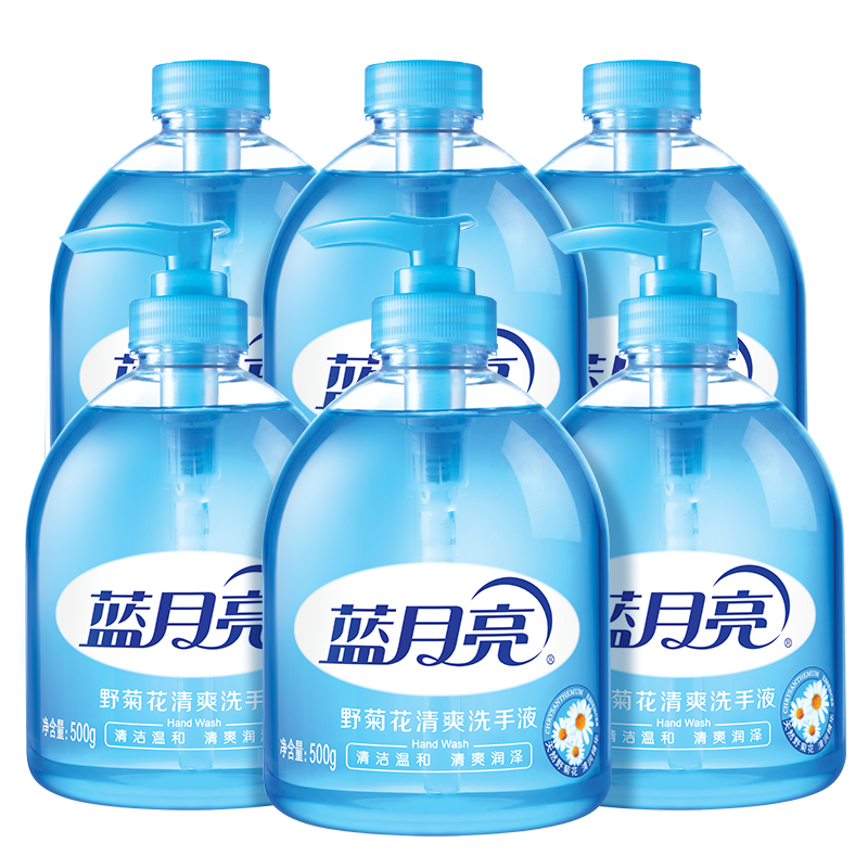 蓝月亮 洗手液清爽润泽500g*3瓶+500g*3瓶补组合整箱装野菊花清洁温和
