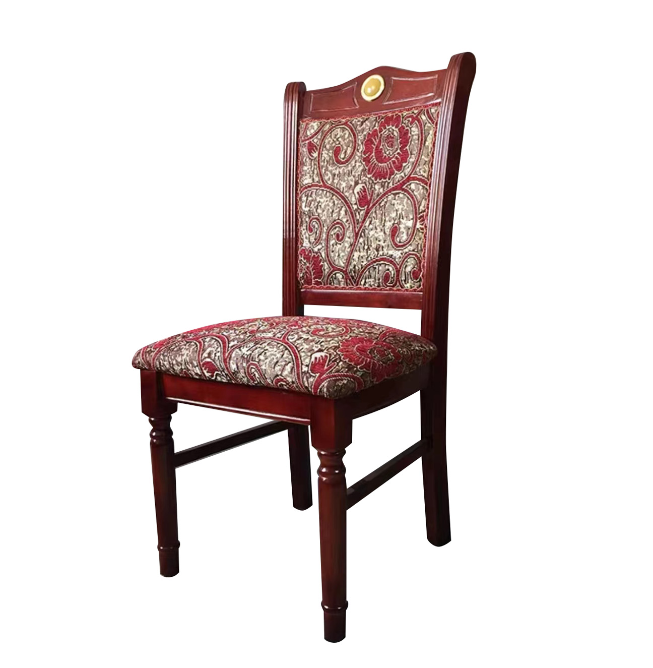 广亿隆中式橡木餐椅布艺椅子