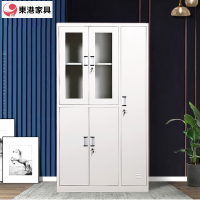东港家具 钢制加厚员工铁皮更衣柜储物寄存包鞋柜泳池车间职工宿舍浴室换衣柜多门带锁柜灰白色可定制 五门档案更衣柜