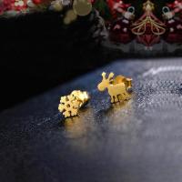 圣诞鹿雪花耳钉 女款银饰品耳环耳坠 3004058送女朋友七夕情人节礼物