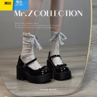 聚范黑色法式高跟厚底小皮鞋女2024新款夏季配裙子复古浅口玛丽珍单鞋 36 黑色