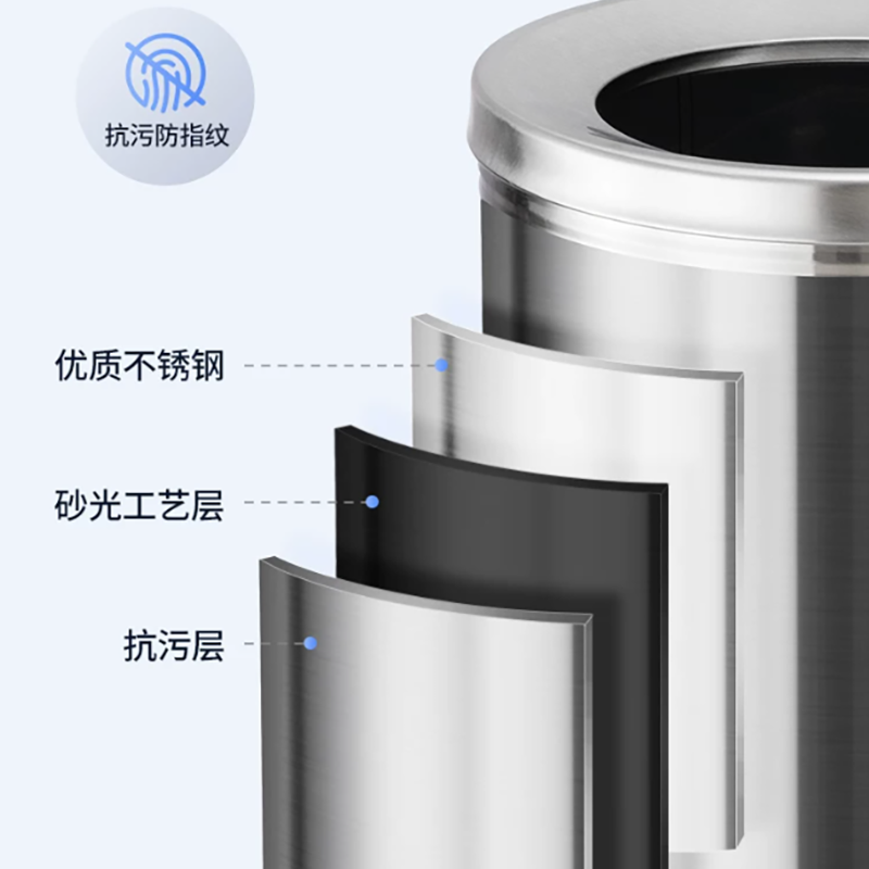 晨以橙 户外不锈钢垃圾桶 翻盖30*60cm 个高清大图