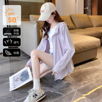 防晒服女夏季薄外套连帽净色透气防紫外线上衣百搭潮_732 紫色 M